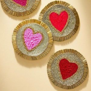 ♥️Joanna Buchanan Beaded Heart Coasters